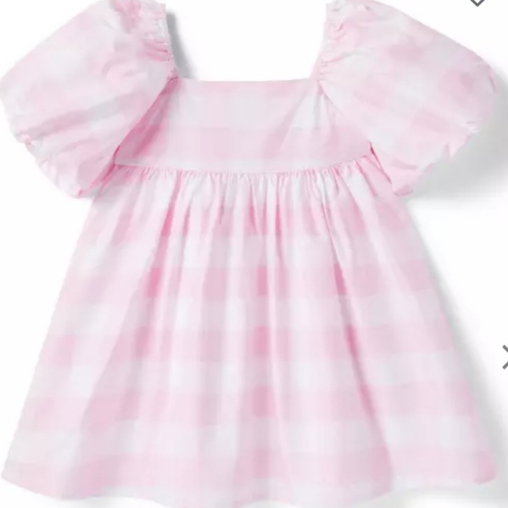 GINGHAM BUBBLE SLEEVE DRESS
